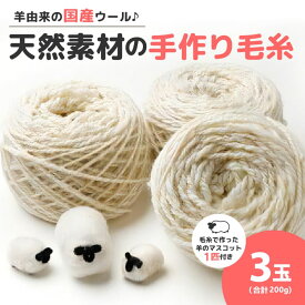 【ふるさと納税】美蔓亭 の 100%天然素材 の 手作り 毛糸 3玉合計200g 秋冬 毛 手作業 羊毛 国産 ウール 編み物 ハンドメイド 趣味 手芸 母の日 プレゼント ギフト 北海道 清水町