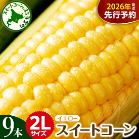 【ふるさと納税】【先行予約】 2026年産 とうもろこし 2L 9本 入り 【7月下旬～8月中旬にかけて順次発送】北海道産 スイートコーン キャンプ飯 BBQ アウトドア ソロキャン バーベキュー 焼肉 とうきび コーン 甘い 生 野菜 朝採り 産地直送 北海道 十勝 芽室町 めむろ