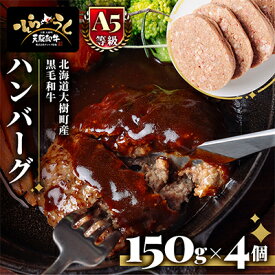 【ふるさと納税】「天駆和牛(そらうし)」ハンバーグ 150g×4個 A5ランク黒毛和牛使用 北海道十勝大樹町産【配送不可地域：離島】【1722207】