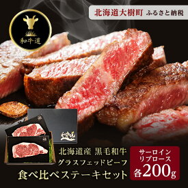 【ふるさと納税】和牛道ステーキセット(サーロイン200g・リブロース200g) 国産 黒毛和牛 グラスフェッドビーフ【配送不可地域：離島】【1397947】
