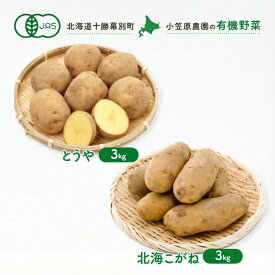 【ふるさと納税】小笠原農園の有機じゃがいも 2種詰合せ（とうや3kg・北海こがね3kg）北海道 十勝 幕別《2026年秋出荷先行予約》【 野菜 芋 じゃがいも とうや 北海こがね セット 】　お届け：2026年9月下旬～11月下旬