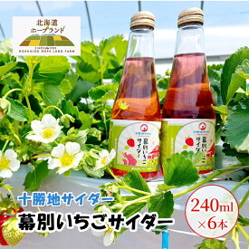 【ふるさと納税】十勝地サイダー「幕別いちごサイダー」240ml×6本【北海道ホープランド農場】 北海道 十勝 幕別町 サイダー ご当地
