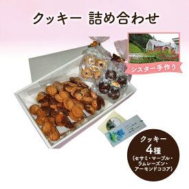 【ふるさと納税】十勝カルメル会シスターが真心こめて作った クッキー 詰め合わせ 4種 (セサミ・マーブル・ラムレーズン・アーモンドココア)　【 ギフト プチギフト お菓子 お礼 お返し 北海道 十勝 幕別 カルメル イエズス キリスト クッキー 】