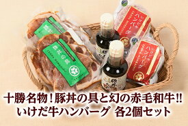 【ふるさと納税】北海道十勝名物 豚丼の具といけだ牛ハンバーグ計4個 冷凍 小分け 池田牛 テレビで紹介 ブランド牛 牛肉 お肉 北海道牛 国産 北海道 幻の赤毛和牛 タレ付き 送料無料 ふるさと納税