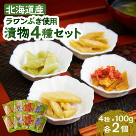 【ふるさと納税】 ラワンぶき 漬物 4種 セット （醤油・味噌・梅・キムチ）各 100g 《足寄町》【NPO法人あしょろ観光協会】 螺湾ぶき 螺湾ブキ ラワンブキ らわんぶき ふき フキ 北海道 北海道産 道産 国産 食べ比べ 詰め合わせ 小分け 小分けパック 個包装 [BEAE007]