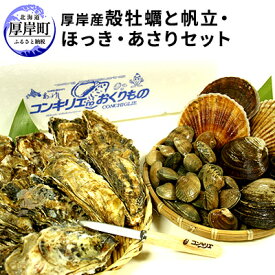 【ふるさと納税】厚岸産 殻牡蠣 と 帆立 ほっき あさり セット 北海道 牡蠣 カキ かき 生牡蠣 ホッキ アサリ 魚貝類 シーフード 食べ比べ　お届け：2025年11月～2026年4月中旬まで