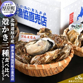 【ふるさと納税】北海道厚岸産【殻かき三種】食べ比べプレミアムセット　【魚貝類 生牡蠣 かき 殻付き牡蠣 牡蠣 カキ】　お届け：2023年11月1日～2024年6月30日頃まで