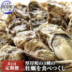 【ふるさと納税】厚岸町の3種の牡蠣を食べつくし 4ヶ月 定期便 牡蠣 カキ 食べ比べ セット 魚貝類 生牡蠣 かき 　お届け：2025年10月～2026年4月末まで