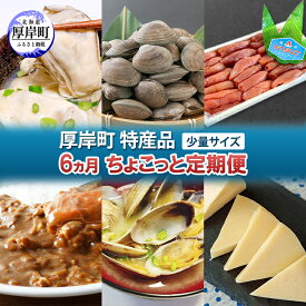 【ふるさと納税】厚岸町 特産品 少量サイズ 6ヵ月 ちょこっと 定期便 【牡蠣 かき むき身 あさり アサリ たらこ タラコ 切子 カレー チーズ ゴーダチーズ 魚貝類 海の幸 乳製品 レトルト】