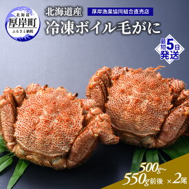 【ふるさと納税】訳あり 3D冷凍 北海道産冷凍ボイル毛がに 500g～550g前後×2尾 [ 毛カニ 蟹 毛ガニ カニ かに ]