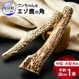 【ふるさと納税】厚岸町産 わんちゃん用 エゾ鹿の角 半割1本 20cm 中型～大型犬用 【deer food】[犬 おもちゃ 犬用ガム ペット用品 鹿角 長持ち デンタルケア ペット ]