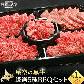 【ふるさと納税】北海道産星空の黒牛 厳選5種BBQセット1kg【 肉 にく ニク 牛肉 牛肉赤身 赤身 牛肉セット バーベキュー 冷凍牛肉 贅沢牛肉 国産牛肉 北海道産牛肉 道産牛肉 簡単 お手軽 特製牛肉 標茶町 北海道 】
