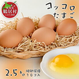 【ふるさと納税】北海道 鶴居村産　コッコロたまご2.5kg＋破卵保障10個入り お買い物マラソン 楽天スーパーSALE　採れたて たまご　生卵 玉子 鶏卵 養鶏場より直送