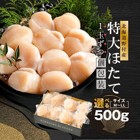 【ふるさと納税】1玉ずつ個包装 特大ほたて 500g 北海道野付産 選べるM L LLサイズ (ふるさと納税 ほたて ホタテ 帆立 特大 Mサイズ Lサイズ LLサイズ 北海道別海町 ふるさと納税 ほたて 貝柱 ふるさと納税 ホタテ 小分け ふるさと納税 ほたて 冷凍 贈答品 ギフト)