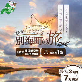 【ふるさと納税】【選べる寄附金額】ひがし北海道 別海町の旅（羽田発着 ANA往復 航空券 + 別海町 宿泊 1泊 北海道 旅行 旅行券 ホテル 旅館 宿泊券 ） 140,000円 220,000円 300,000円