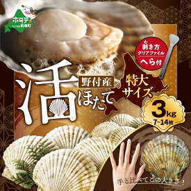 【ふるさと納税】【先行予約】高評価 ★5.0　テレビで紹介！野付の 特大ホタテ の 活ホタテ 3kg相当 殻付き 北海道 野付産 特大 食べ応え抜群 7～14枚 ＜朝どり新鮮出荷!＞( ふるさと納税 ほたて 特大 活ほたて 生ホタテ 生帆立 ホタテ貝柱 帆立貝柱 天然 冷蔵 生 旬 )