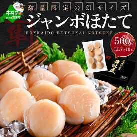 【ふるさと納税】高評価 ★5.0 幻サイズ ジャンボ ほたて 貝柱 500g （7～10玉前後）LLサイズ 北海道 別海町 野付産 （ ふるさと納税 ホタテ ふるさと納税 帆立 ふるさと納税 訳あり ホタテ貝柱 貝柱 大粒 貝 海鮮 北海道 別海町 冷凍 ）