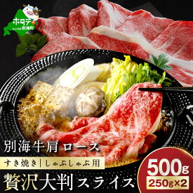 【ふるさと納税】高評価★5.0 別海牛 肩ロース（スライス）500g （250g×2P）（ ふるさと納税 切り落とし ふるさと納税 牛肉 赤身 サシ ふるさと納税 肉 牛 しゃぶしゃぶ すき焼き 肩ロース 焼き肉 焼肉 小分け スライス 人気 ふるさと納税 訳あり 国産 北海道 別海町 ）