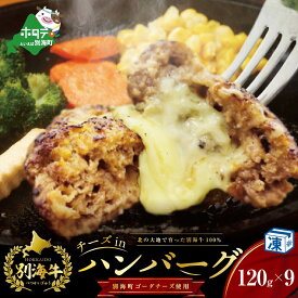 【ふるさと納税】チーズがとろける!別海チーズインハンバーグ(120g×9個)【別海牛100%と別海町ゴーダチーズ】【be046-1217】（ ふるさと納税 ハンバーグ 牛ハンバーグ 牛100% 牛肉100% 牛肉 牛 肉 お肉 おにく にく チーズ ちーず ）
