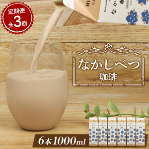 【ふるさと納税】【定期便:全3回】 北海道 なかしべつ珈琲 1000ml 6本 オンライン 申請 ふるさと納税 北海道 コーヒー牛乳 コーヒー 牛乳 ミルク 乳製品 乳飲 飲み物 ドリンク 朝食 お取り寄