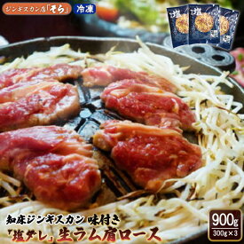【ふるさと納税】知床ジンギスカン店「そら」 ジンギスカン 塩ダレ生ラム肩ロース 300g×3 計 900g 味付き 塩ダレ ジンギスカン 成吉思汗 ラム肉 肩ロース 羊肉 焼肉 BBQ お取り寄せ お土産 ふるさと納税 北海道 中標津【1600401】