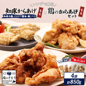 【ふるさと納税】【レンジで簡単】知床からあげ【知床の塩・にんにく醤油・塩こうじ】もも肉と鶏のからあげ850gセット | 唐揚げ 全4種 知床の塩 にんにく 醤油 麹 鶏 レンチン 冷凍食品 時短 ザンギ 惣菜 北海道 中標津町 中標津【35004AA0101】