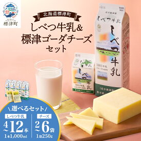 【ふるさと納税】しべつ牛乳・標津ゴーダチーズのセット　北海道 乳製品　しべつ牛乳4本～/標津ゴーダチーズ2袋～【配送不可地域：離島】【G1004690】