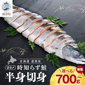 【ふるさと納税】北海道道東産　活き〆時知らず鮭半身切身　北海道 人気 トキシラズ さけ 天然　約700g～1.4kg_ サケ しゃけ ときしらず トキシラズ 冷凍 真空パック 個包装 小分け 鮭切身 切り身 無塩 サーモン【配送不可地域：離島】【G1148812】