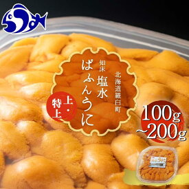 【ふるさと納税】量が選べる 羅臼産 無添加 塩水 うに 100g ～ 200g 無添加うに 上 特上 天然 エゾバフンうに ミョウバン不使用 北海道産 知床羅臼産 天然 塩水ウニ 生うに エゾバフンウニ ウニ 雲丹 刺身 海鮮丼 海産物 魚介類 冷蔵