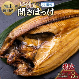 【ふるさと納税】知床羅臼産 特大開きほっけ(3枚) 生産者 支援 応援 | 国産 干物 ほっけ ホッケ 魚 海産物 焼き魚 北海道