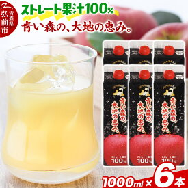 【ふるさと納税】ストレートりんごジュース 【青い森の、大地の恵み。あおもりりんご100】 1000ml×6本