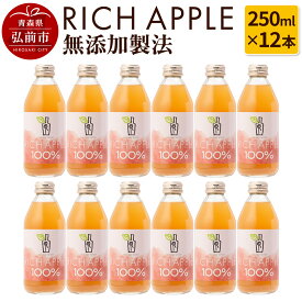 【ふるさと納税】りんごジュース RICH APPLE 無添加製法 12本セット（250ml×12本） [アップル おいしい ジュース セット セット品 りんご 飲料 果実 果物 美味 林檎]