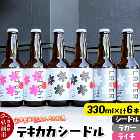 【ふるさと納税】未来を育てるりんごのお酒 テキカカシードル（シードル 、ライチ、ラガー） 各330ml×2本 計6本 お酒 青森 弘前 林檎 リンゴ