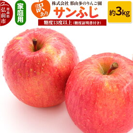 【ふるさと納税】【25年11月〜発送】りんご【訳あり】家庭用 サンふじ 約3kg 糖度13度以上（糖度証明書付）【先行受付】 青森 果物 フルーツ 林檎 リンゴ くだもの 不揃い 規格外 予約