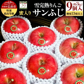 【ふるさと納税】【26年12月発送】りんご サンふじ【特選】約3kg（9個）糖度13度以上 最高等級 蜜入り 雪完熟【数量限定】先行受付 青森県 弘前市 果物 フルーツ 林檎 リンゴ くだもの ギフト 贈り物 [先行予約 産地直送 アップル おいしい]