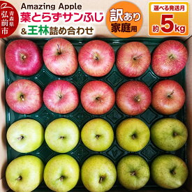 【ふるさと納税】りんご 葉とらずサンふじ＆王林 詰め合わせ【訳あり】家庭用 約5kg【選べる発送月】 [りんご サンふじ 葉とらず ふじ 王林 訳あり 家庭用 選べる 5kg 詰め合わせ セット アップル おいしい 果実 果物 赤色 黄色 美味 葉っぱ]