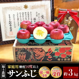 【ふるさと納税】【26年11月〜発送】りんご サンふじ【家庭用】約3kg【りんご品評会最高賞】糖度14度以上保証 青森県 弘前市 [青森県産 産地直送 高糖度 甘い アップル おいしい 果実 果物 赤色 美味]