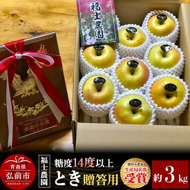 【ふるさと納税】【26年9月下旬〜発送】りんご とき【贈答用・特選】約3kg 糖度14度以上保証 青森県 弘前市 [青森県産 産地直送 高糖度 甘い アップル おいしい 果実 果物 黄色 美味]