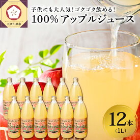 【ふるさと納税】りんごジュース ストレート 1L×6本×2箱 計12本 青森 完熟 りんご 果汁 100％ アップルジュース