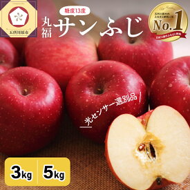 【ふるさと納税】★レビュー高評価 ★ サンふじ 丸福 ( 内容量が選べる : 3kg 5kg / 配送時期が選べる : 11月～3月 ) りんご 無袋 光センサー 選果 糖度 13度以上 先行予約 秋 旬 フルーツ 常温保存 年内発送 年内配送 11月 12月 1月 2月 3月 青森県 五所川原市