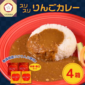 【ふるさと納税】レトルトカレー セット 詰め合わせ 中辛 辛口 180g×各2箱（計4箱） すりおろし りんご 入り フルーツカレー 【 喫茶店 赤い屋根の「 駅 舎」で 人気 カレー レトルト 2種 720g 林檎 かれー 五所川原 青森 】