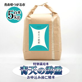 【ふるさと納税】青天の霹靂 (特別栽培米) 白米5kg 令和6年産 青森県産米 [お申込み後に精米]｜2024年産 つがる市 お米 米 こめ へきれき 白米 精米 特栽米 ブランド米 [0759]