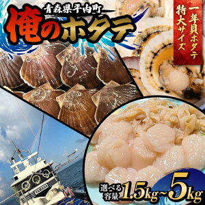 【ふるさと納税】≪容量が選べる≫ 「俺のホタテ」 1年貝ホタテ特大サイズ 1.5kg〜5kg ホタテ ほたて 帆立 活ホタテ 貝柱 殻付き 魚介 魚貝 魚貝類 青森 青森県 東北 平内 むつ湾 F21J-242var