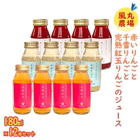【ふるさと納税】風丸農場 赤いりんごと千雪りんごと完熟紅玉りんごのジュース 無添加 青森県産 180ml各4本 計12本セット