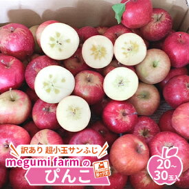 【ふるさと納税】青森県鰺ヶ沢町産りんご megumi farmのぴんこ【訳あり 超小玉サンふじ】（20～30玉入） 果物類 フルーツ 人気 産地直送 世界自然遺産りんご飴 甘口 安全 安心 　お届け：2025年11月20日～2025年12月15日