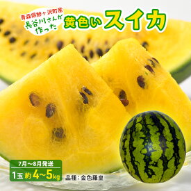 【ふるさと納税】【先行予約2026年産】長谷川さんが作った黄色いスイカ 1玉 約4～5kg（品種：金色羅皇）7月～8月発送 青森県鰺ヶ沢町産 果物 フルーツ デザート 旬の果物 おやつ 　お届け：2026年7月25日～2026年8月31日