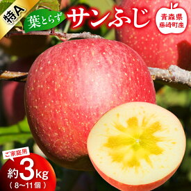 【ふるさと納税】【先行予約】皮ごとバリッ！葉とらず サンふじ 特Aご家庭用 約3kg（8〜11個）りんご リンゴ 林檎 F41-0020