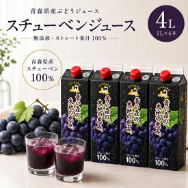 【ふるさと納税】ぶどうジュース 紙パック 1L × 4本入り 無添加 ストレート果汁 100% 【 スチューベンジュース 葡萄 青森県産 産地直送 1000ml 4本セット 】