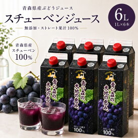 【ふるさと納税】ぶどうジュース 紙パック 1L × 6本入り 無添加 ストレート果汁 100% 【 スチューベンジュース 葡萄 青森県産 産地直送 1000ml 6本セット 】