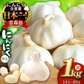 【ふるさと納税】J‐05 青森県産 にんにく 中玉 14玉～20玉（約 1kg ）| ニンニク 大容量 どっさり 大量 たっぷり たくさん 国産 産地直送 中玉 料理 薬味 ガーリック スパイス アヒージョ 常備菜 調味料 焼肉 BBQ 便利 万能 株式会社あおもり野菜 青森県 六戸町